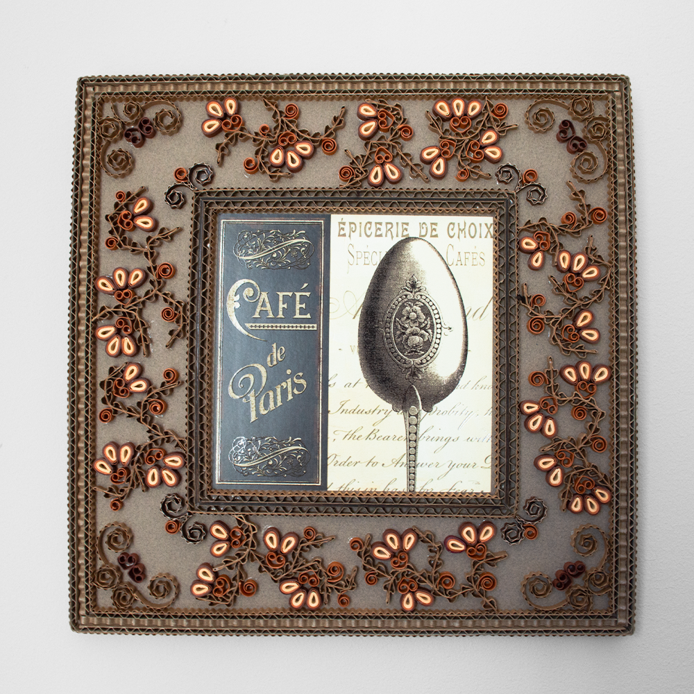Cadre artisanal en carton Café de Paris