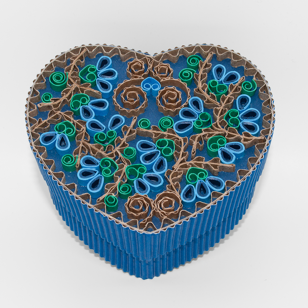 Boîte artisanale - cœur - bleu