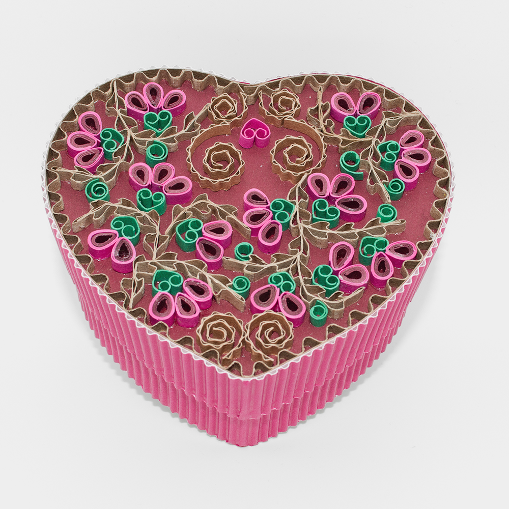 Boîte artisanale - cœur - rose