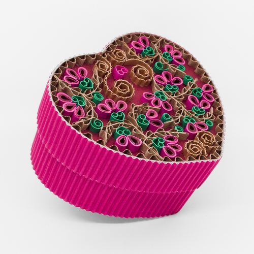 Boîte artisanale - cœur - rose