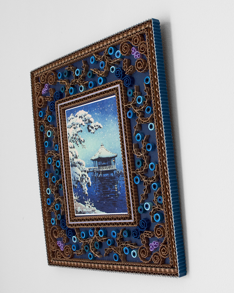 Cadre artisanal en carton Neige