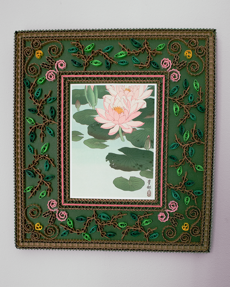Handcrafted cardboard frame - Water lilies