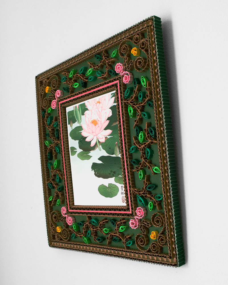 Handcrafted cardboard frame - Water lilies