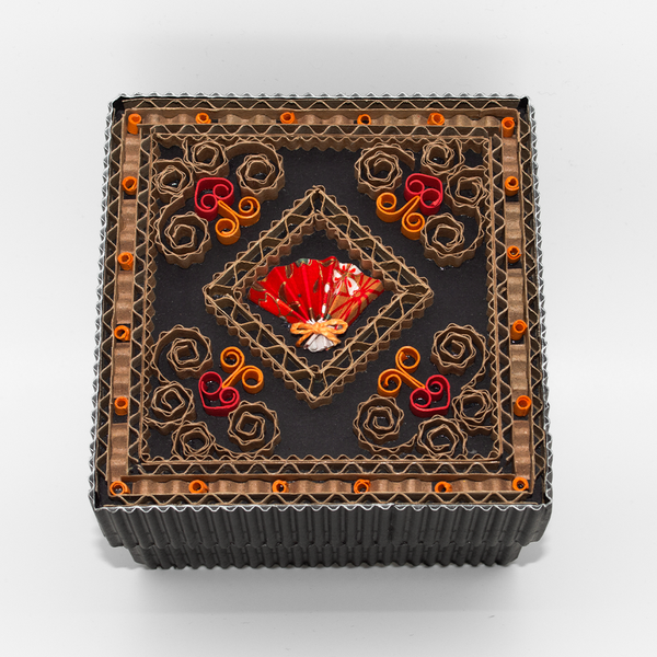 Handcrafted Origami Fan Box - Black