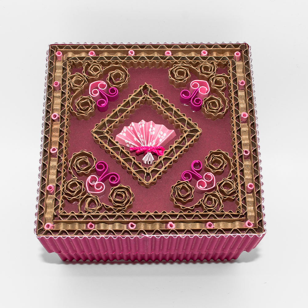 Handcrafted Origami Fan Box - pink