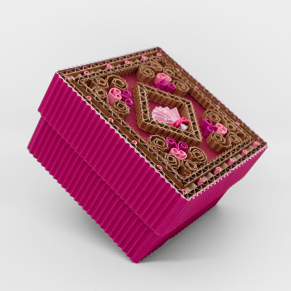 Handcrafted Origami Fan Box - pink