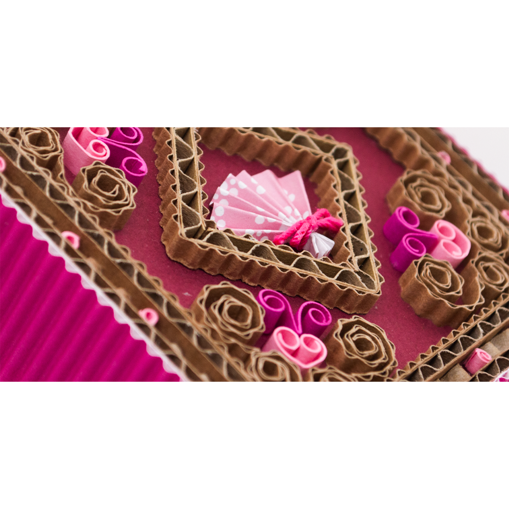 Handcrafted Origami Fan Box - pink