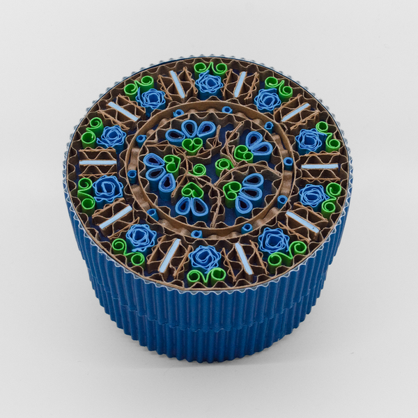 Handcrafted round box - blue