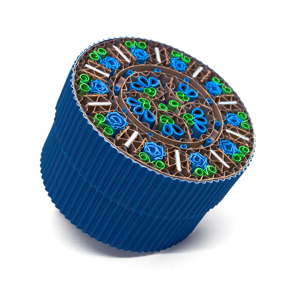 Boîte artisanale ronde - bleu