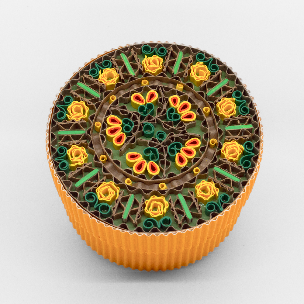 Boîte artisanale ronde - jaune