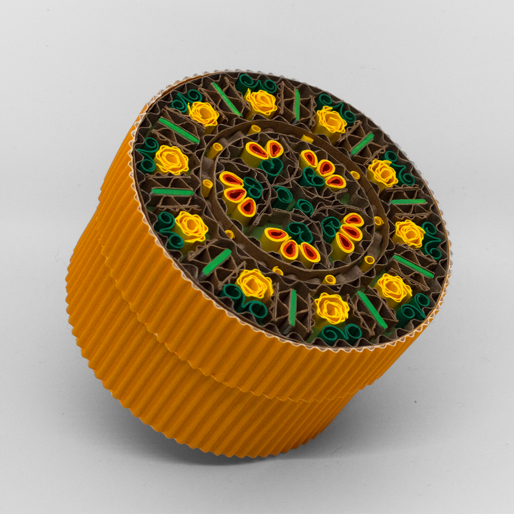 Boîte artisanale ronde - jaune