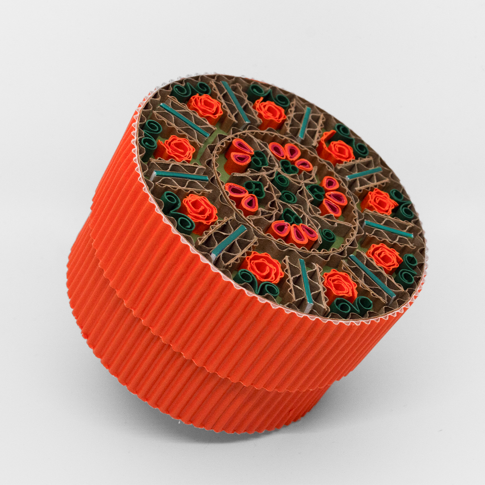 Handcrafted round box - orange