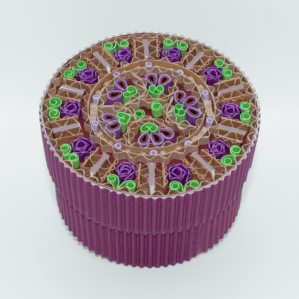 Boîte artisanale ronde - violet