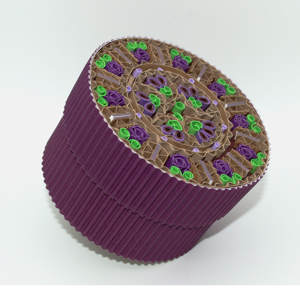 Boîte artisanale ronde - violet